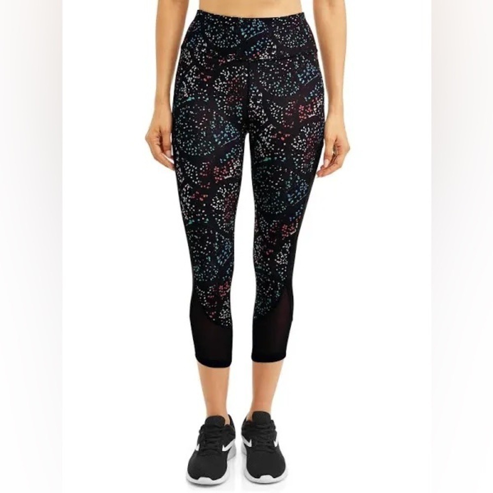 Avia‎ Women's Black Multi-Color Printed Active Capri Pants XL